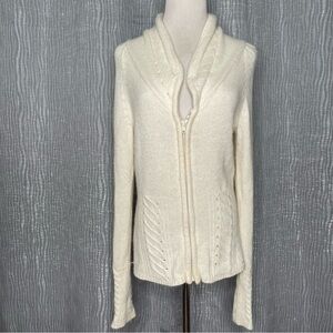 WHBM Zip Front scarf neck cardigan